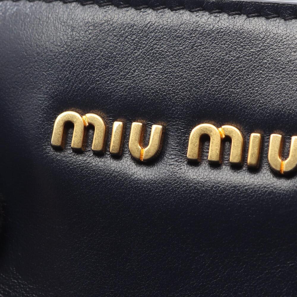 Miu Miu Studded Tote Bag Leather Navy Blue - Picture 9 of 11